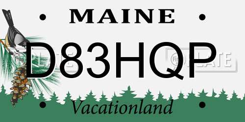 D83HQP Maine License Plate
