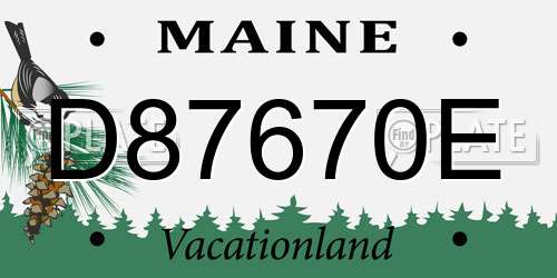 D87670E Maine License Plate