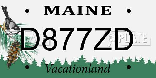 D877ZD Maine License Plate