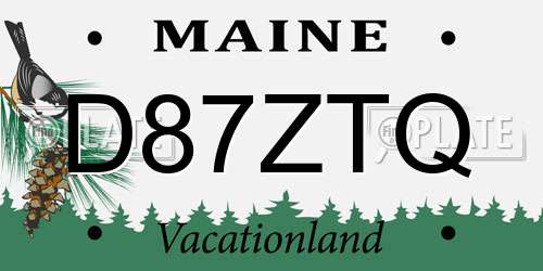 D87ZTQ Maine License Plate