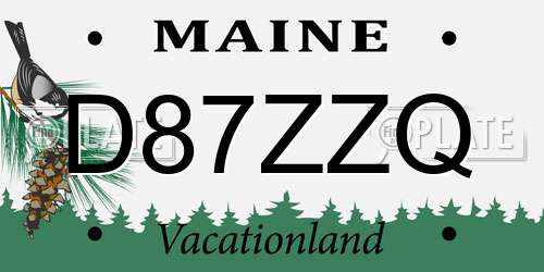 D87ZZQ Maine License Plate