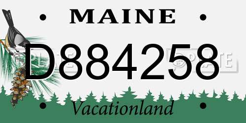 D884258 Maine License Plate
