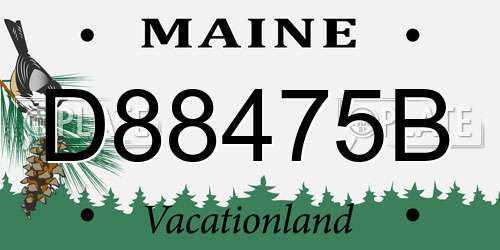 D88475B Maine License Plate