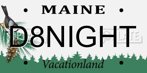 D8NIGHT Maine License Plate