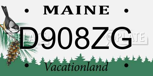 D908ZG Maine License Plate