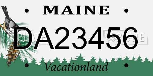 DA23456 Maine License Plate
