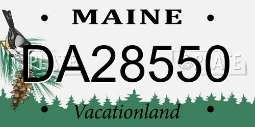 DA28550 Maine License Plate
