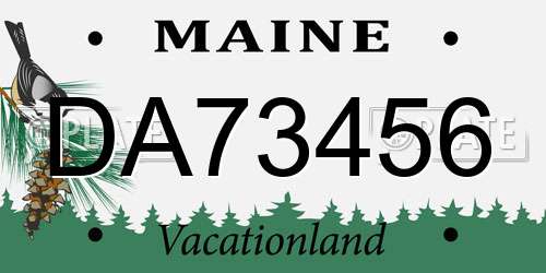 DA73456 Maine License Plate