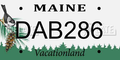 DAB286 Maine License Plate
