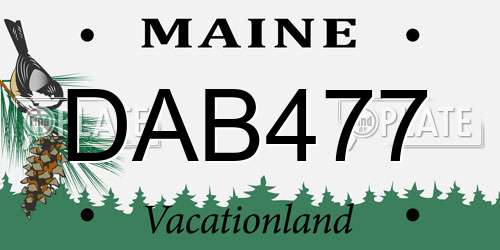 DAB477 Maine License Plate
