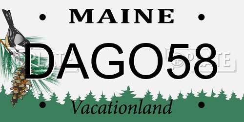 DAGO58 Maine License Plate