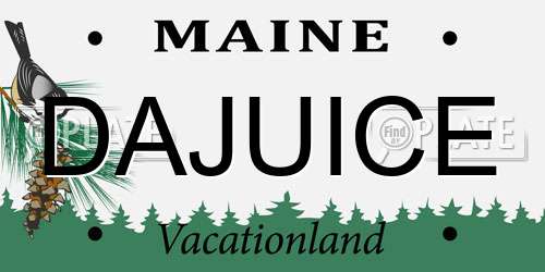 DAJUICE Maine License Plate