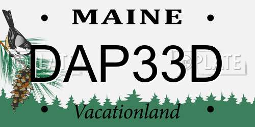 DAP33D Maine License Plate