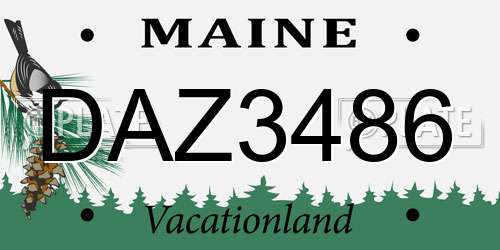 DAZ3486 Maine License Plate