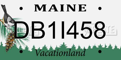DB1I458 Maine License Plate