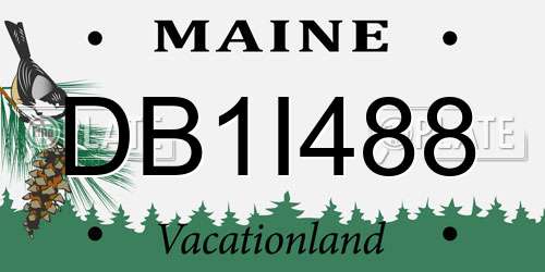 DB1I488 Maine License Plate