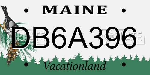 DB6A396 Maine License Plate