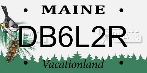 DB6L2R Maine License Plate