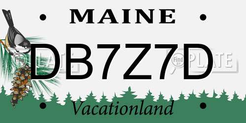 DB7Z7D Maine License Plate