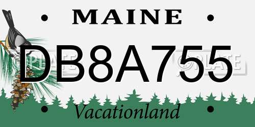 DB8A755 Maine License Plate