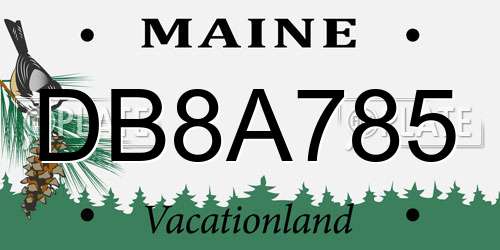 DB8A785 Maine License Plate
