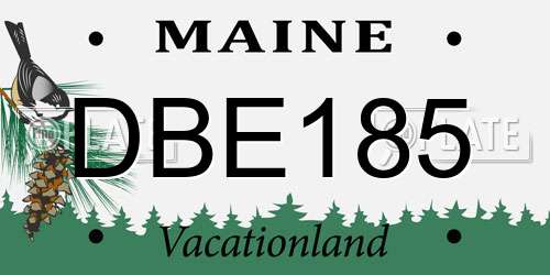 DBE185 Maine License Plate