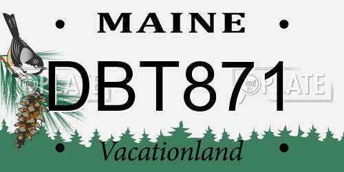 DBT871 Maine License Plate