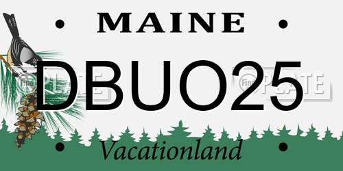 DBUO25 Maine License Plate