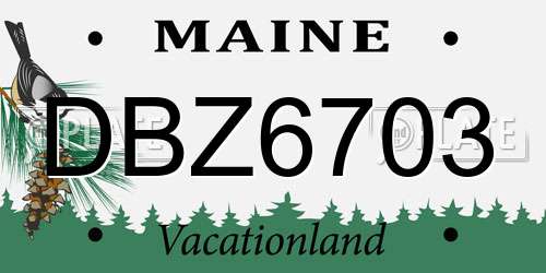 DBZ6703 Maine License Plate