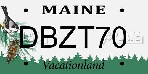 DBZT70 Maine License Plate