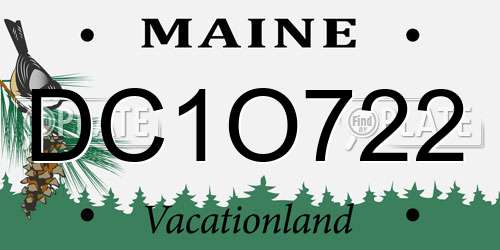 DC1O722 Maine License Plate