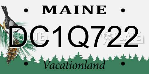 DC1Q722 Maine License Plate