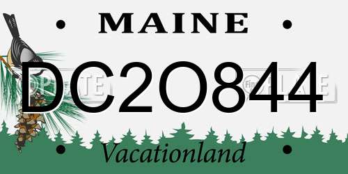 DC2O844 Maine License Plate