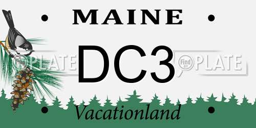 DC3 Maine License Plate
