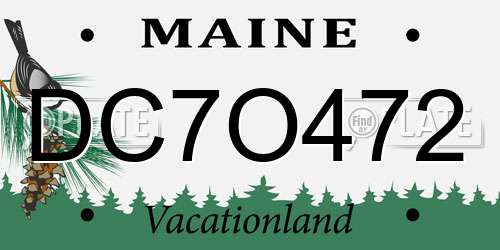DC7O472 Maine License Plate