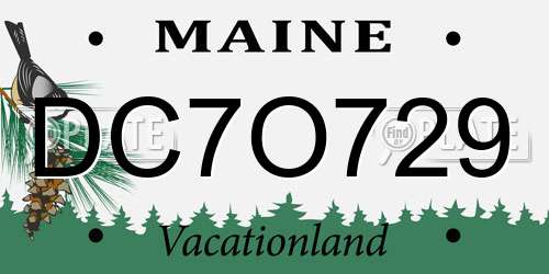 DC7O729 Maine License Plate