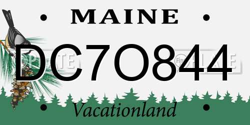 DC7O844 Maine License Plate