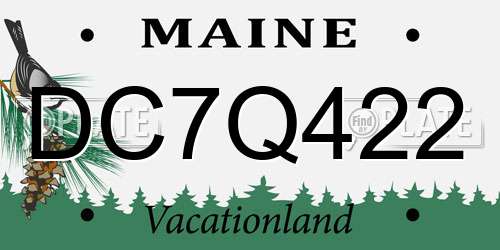 DC7Q422 Maine License Plate