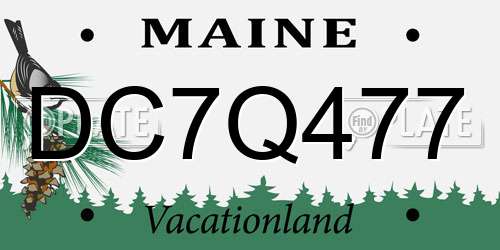 DC7Q477 Maine License Plate