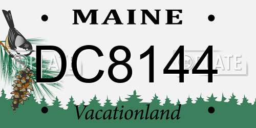 DC8144 Maine License Plate