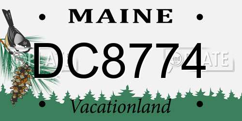 DC8774 Maine License Plate