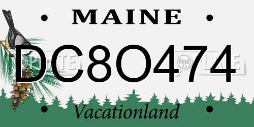 DC8O474 Maine License Plate