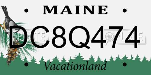 DC8Q474 Maine License Plate