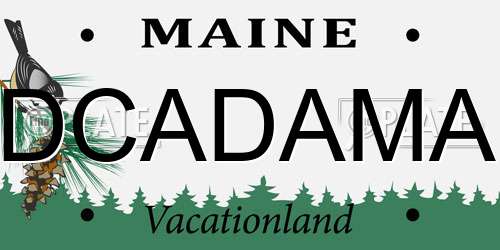 DCADAMA Maine License Plate
