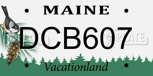 DCB607 Maine License Plate