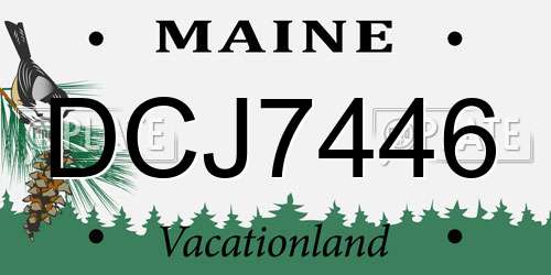 DCJ7446 Maine License Plate