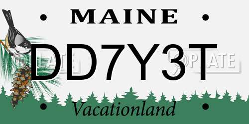 DD7Y3T Maine License Plate