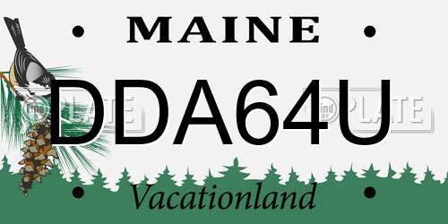 DDA64U Maine License Plate