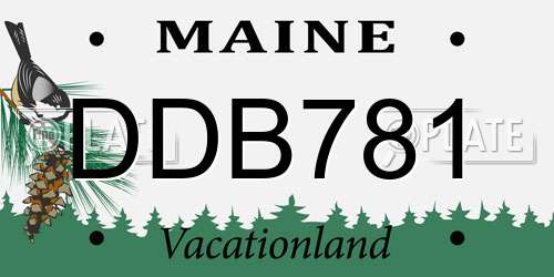 DDB781 Maine License Plate