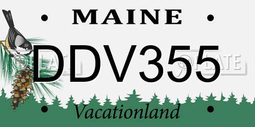 DDV355 Maine License Plate